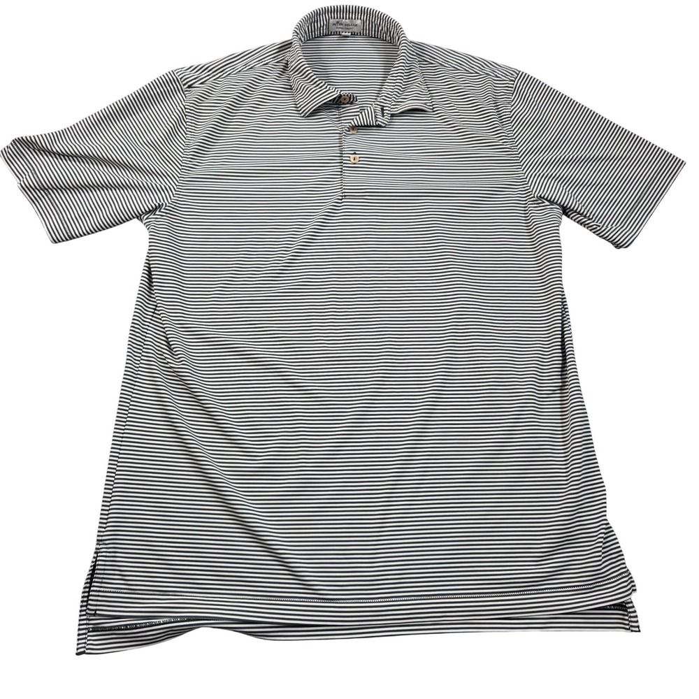 Peter Millar Summer Comfort Polo Shirt Mens Large L Blue White Stripe Golf